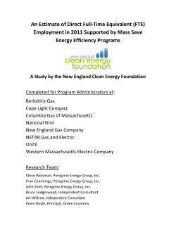 Mass Save Jobs Study - Peregrine Energy Group