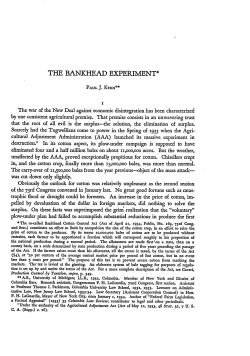 The Bankhead Experiment - Duke Law Scholarship Repository