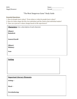 Setting &ldquo;The Most Dangerous Game&rdquo; Study Guide Important Literary