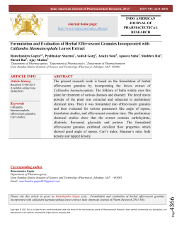 Formulation and Evaluation of Herbal Effervescent