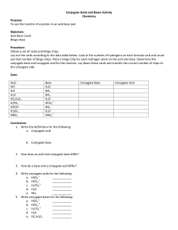 Conjugate Acids and Bases Activity Chemistry