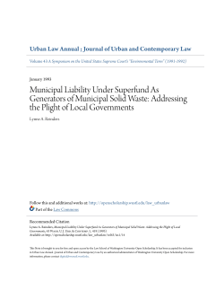 Municipal Liability Under Superfund As Generators of Municipal