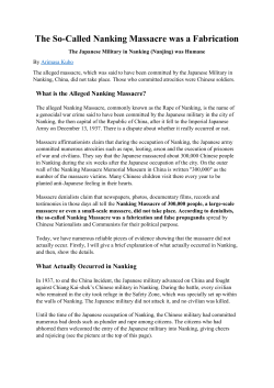 The So-Called Nanking Massacre was a Fabrication