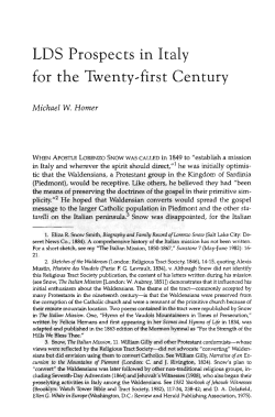 LDS Prospects in Italy for the Twenty-first Century