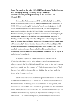 Lord Carnwath at the joint UCL-HKU conference `Judicial review in a