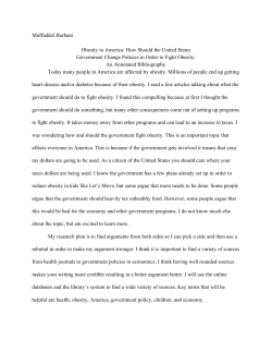 Muffaddal Burhani Obesity in America: How Should the United