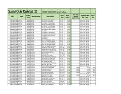 Special Order Deals List (B) Deals available 2/10