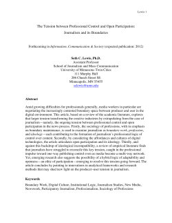 The Tension between Professional Control and Open Participation