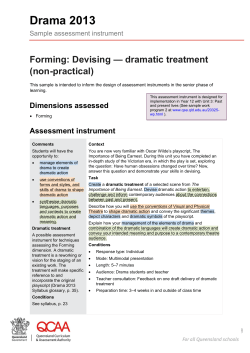 Drama 2014 Sample assessment instrument: Forming