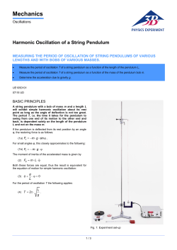 Harmonic Oscillation of a String Pendulum