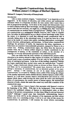 Pragmatic Constructivism: Revisiting William James`s Critique