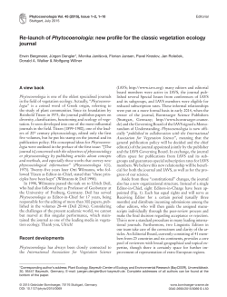 Re-launch of Phytocoenologia: new profile for the classic vegetation
