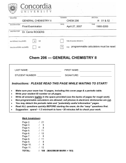 Chem 206 --- GENERAL CHEMISTRY II