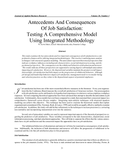 Antecedents And Consequences Of Job Satisfaction: Testing A