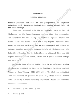 CHAPTER-XI FOREIGN RELATIONS Kabul`s position