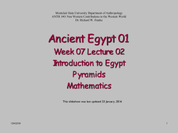 Ancient Egypt - Montclair State University