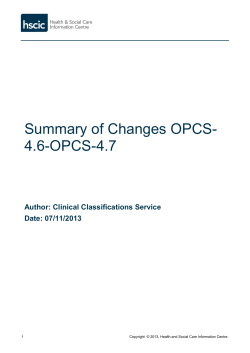 Summary of Changes OPCS-4.6 to OPCS-4.7