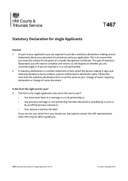 T467 - Statutory declaration for single applicants
