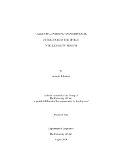 talker background and individual differences in the speech