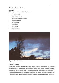 1 Climate and microclimate Summary This chapter includes the