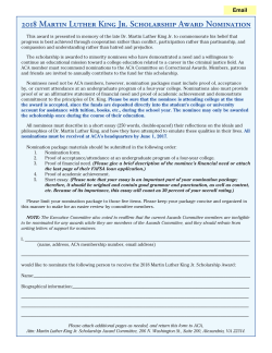 2018 Martin Luther King Jr. Scholarship Award Nomination