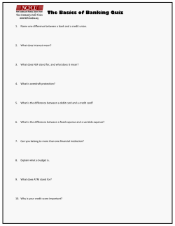 The Basics of Banking Quiz