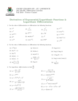 Derivatives of Exponential/Logarithmic Functions