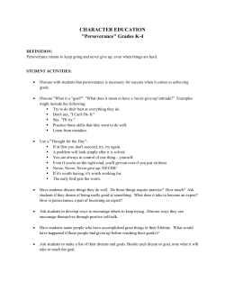 CHARACTER EDUCATION "Perseverance" Grades K-4