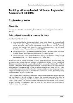 Tackling Alcohol-fuelled Violence Legislation Amendment Bill 2015