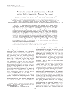 Proximate causes of natal dispersal in female yellow