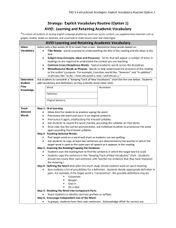 Strategy: Explicit Vocabulary Routine (Option 1)