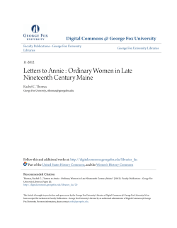 Letters to Annie : Ordinary Women in Late Nineteenth Century Maine