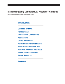 Mailpiece Quality Control (MQC) Program&mdash;Contents