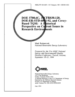 DOE 5700.6 C, 10CFR830.120, DOE-ER-STD-6001