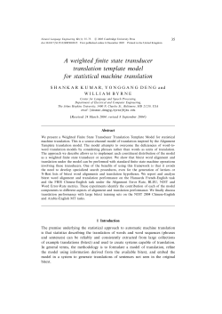 A weighted finite state transducer translation template model for
