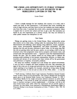 The Crisis and Opportunity in Public Interest Law: A Challenge to