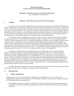 Affirmative Action Plan and Tenure