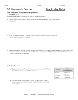 2-2 Homework Practice Due Friday 10/16 The Percent Proportion