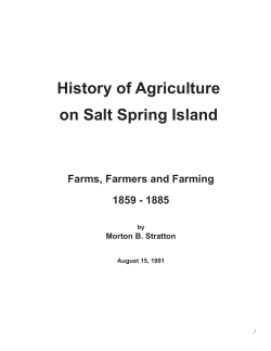 History of Agriculture on Salt Spring Island Farms, Farmers and