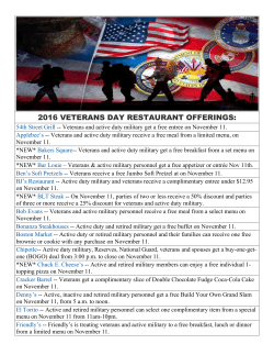 2016 veterans day restaurant offerings