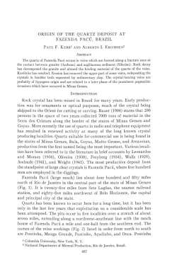 ORIGIN OF THE QUARTZ DEPOSIT AT FAZENDA PACU, BRAZIL