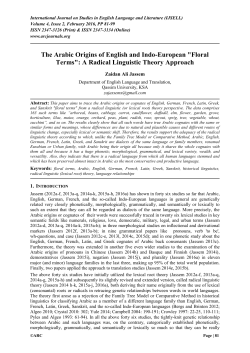 The Arabic Origins of English and Indo