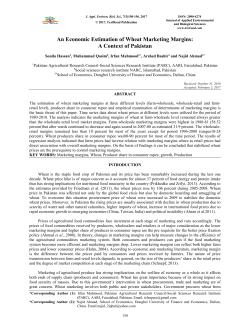 An Economic Estimation of Wheat Marketing Margins: A Context of
