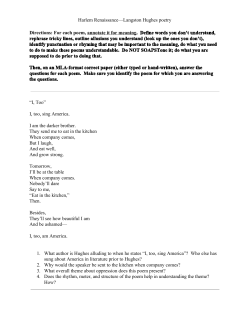 Harlem Renaissance&mdash;Langston Hughes poetry Directions: For