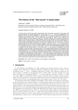 The history of the &ldquo;fast sound&rdquo; in liquid water