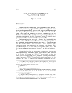 A Historical Reassessment of Full Faith and Credit