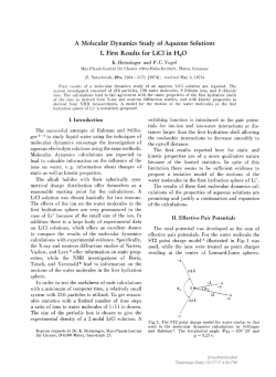 A Molecular Dynamics Study of Aqueous Solutions I