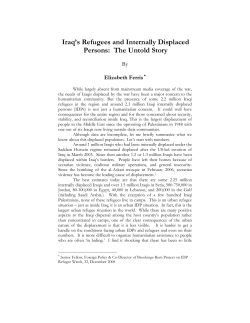 Iraq`s Refugees and Internally Displaced Persons: The Untold Story