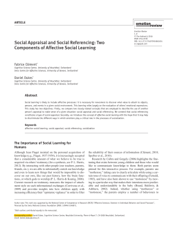 Social Appraisal and Social Referencing: Two Components of