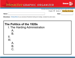 The Politics of the 1920s I. The Harding Administration A. B. II. III